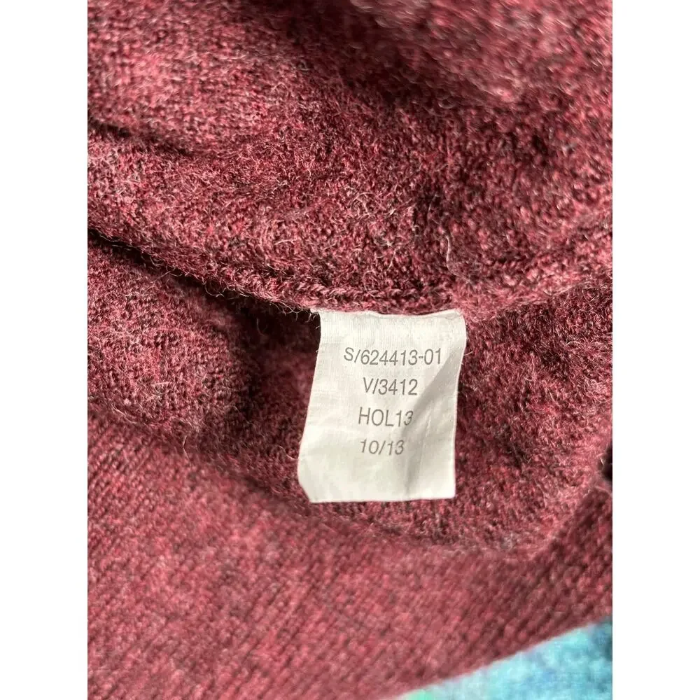 Banana Republic Extra Fine Merino Wool Argyle Sweater Mens Sz M Burgundy V-Neck